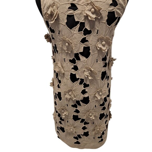 Catherine Malandrino Khaki Floral Cut Out Designer Dress Size M - Picture 7 of 16